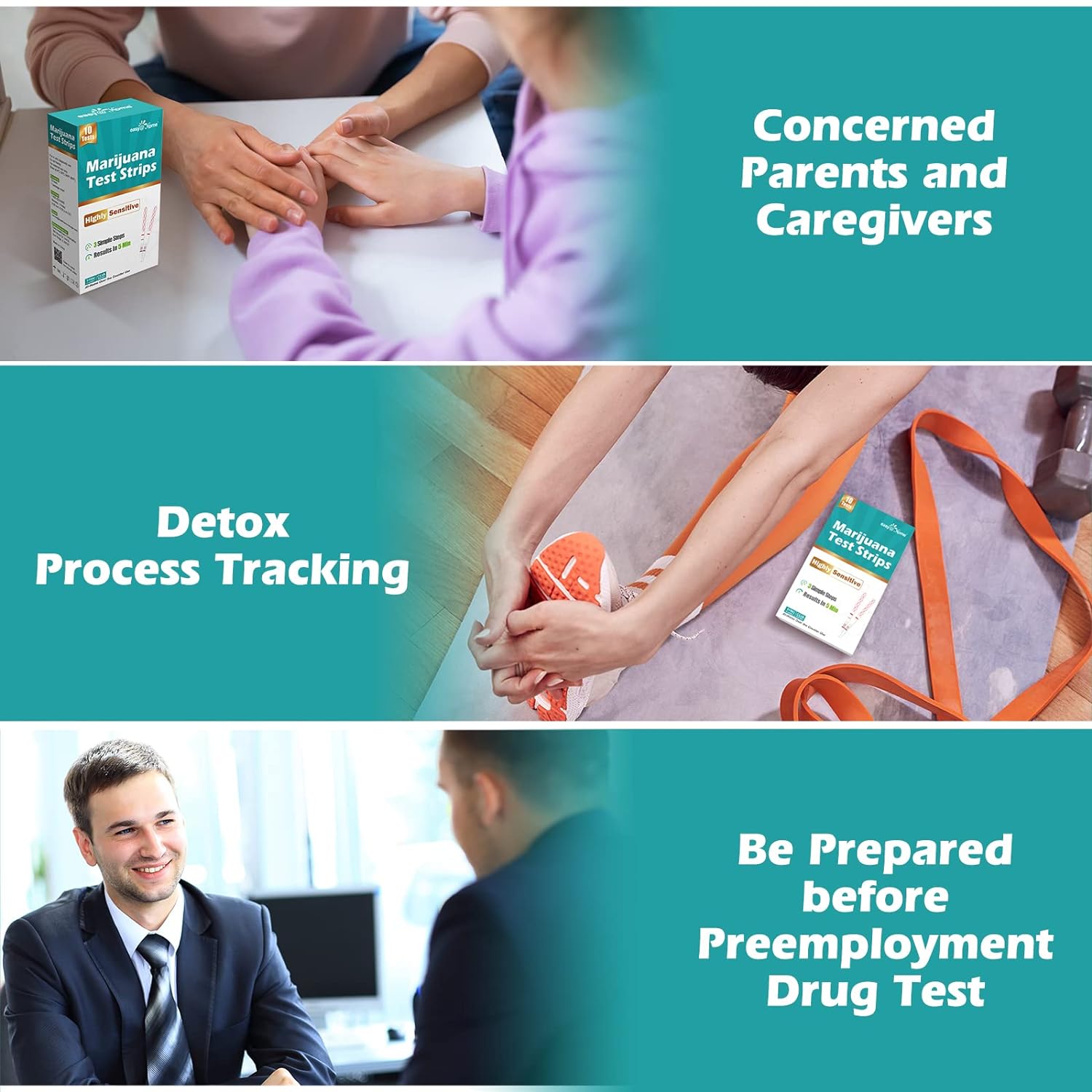 Easy@Home Marijuana Test Strips: Detects The Metabolites of THC in Urine with Cutoff Level 50ng/mL- 20 Strips Highly Sensitive THC Test Kit for Home Use -Instant Results in 5 Minutes #ESTH-115 : Health & Household