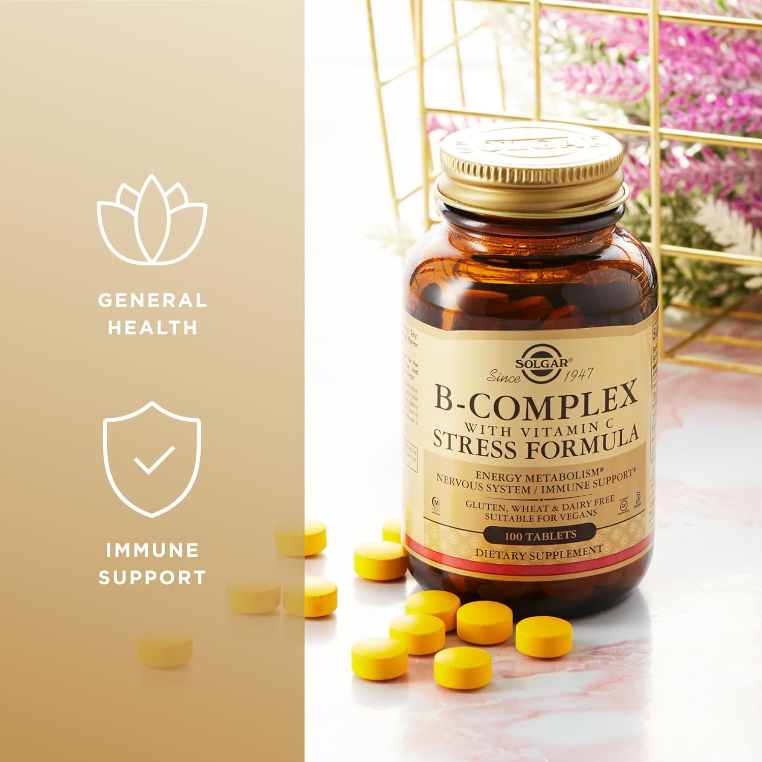 Solgar B-Complex With Vitamin C - 100 Tablets, Pack Of 2 - Non-Gmo, Vegan, Kosher, Halal & Gluten Free - 100 Total Servings