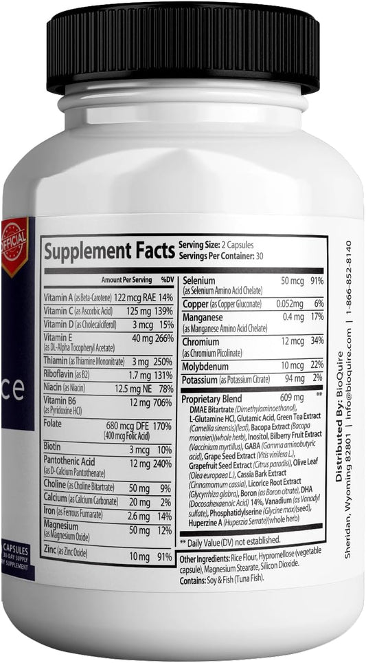 Memomax Force Extra Strength Brain Supplement, 60 Capsules, Memory Focus Support With Vitamins And Minerals (2)
