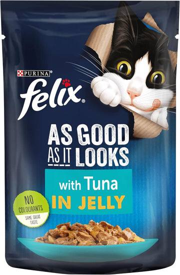 Felix As Good As It Looks Adult Wet Cat Food Tuna In Jelly 20 X 100G Pouches