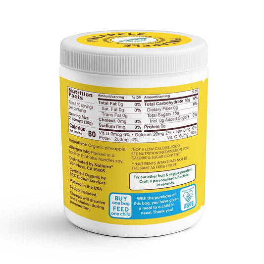 Natierra Pineapple Organic Smoothie Powder | Usda Organic | 7 Oz Jar