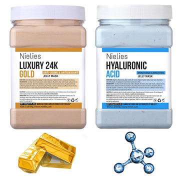 24K Gold & Hyaluronic Acid Jelly Mask, Facial Skin Care- Collagen Peel-Off Jelly Mask Set, For Facials, Face Mask For Instant Hydration, Vegan Peel Off Face Mask, For Hydration