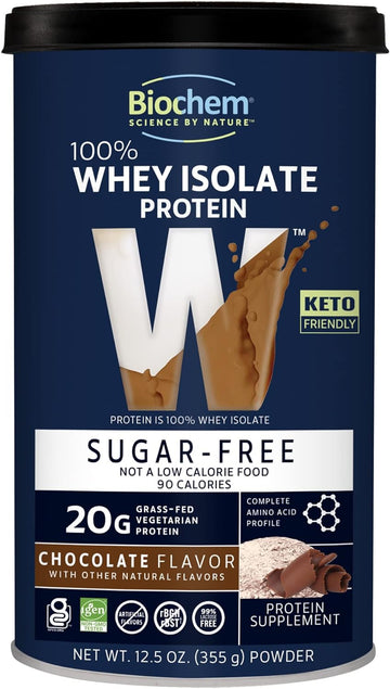 Biochem 100% Whey Sugar-Free Chocolate 20G, 12.5Oz, Certified Vegetari