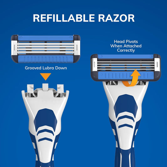 BIC EasyRinse Anti-Clogging, Refillable Men's Razors With 4 Blades, 1 Handle and 3 Refill Razor Cartridges Razor Kit