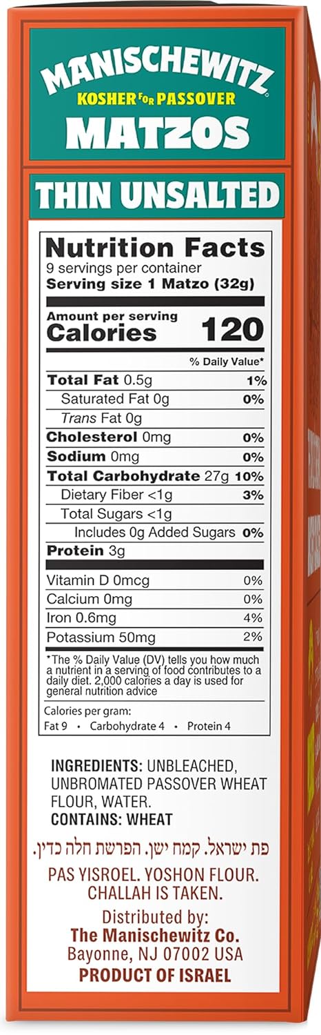 Manischewitz unsalted matzo, 10 oz (Single) : Grocery & Gourmet Food