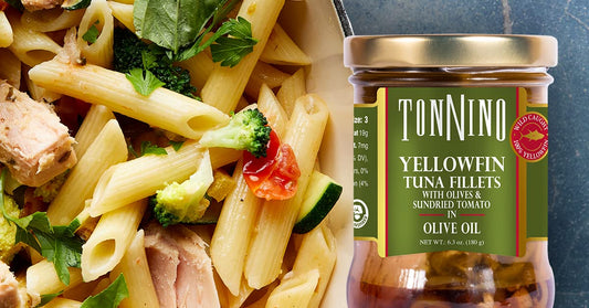Tonnino Yellowfin Tuna In Olive Oil With Tomato & Olives 6.3 Oz - Gourmet 6-Pack: Omega-3, High Protein, Gluten-Free, Ready-To-Eat Tuna Packets For Tuna Salad, Tuna Fish Alternative To Salmon
