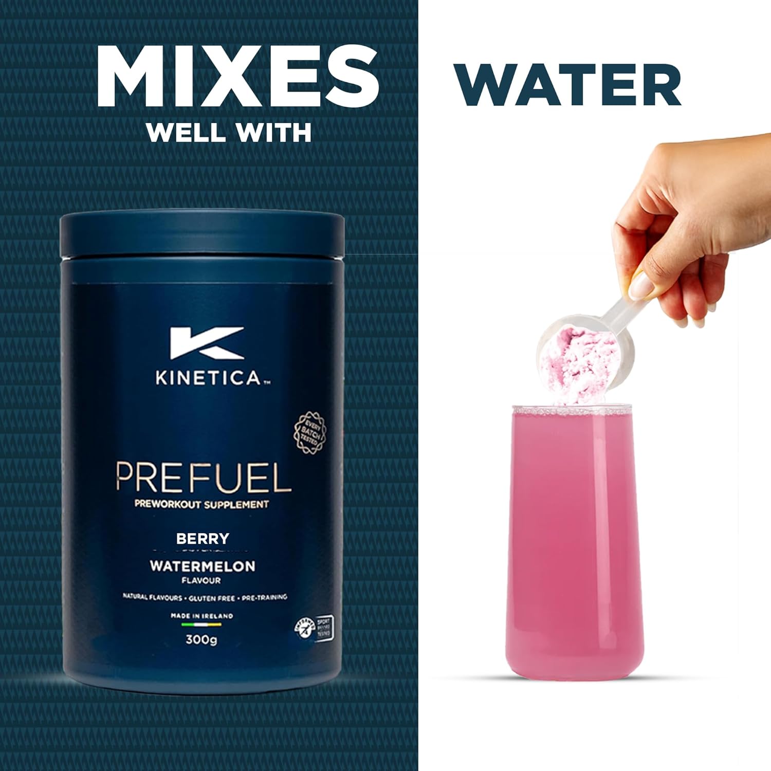 Kinetica Sports Prefuel Pre Workout -Berry Flavour | 5.8g Amino Acids Blend, 2.25g BCAA's & 92mg Caffeine/Serve, 30 Servings/300g| With Essential Vitamins, Minerals|Supports Performance & Energy Boost : Amazon.co.uk: Health & Personal Care