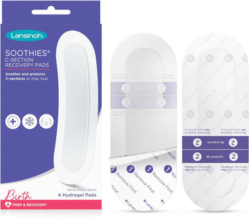 Lansinoh C-Section Recovery Pads, Postpartum C Section Essentials, 4 Sterilized Pads Provide Cooling Relief To Scar Area, C Section Recovery Must Haves, Great For Baby Registry