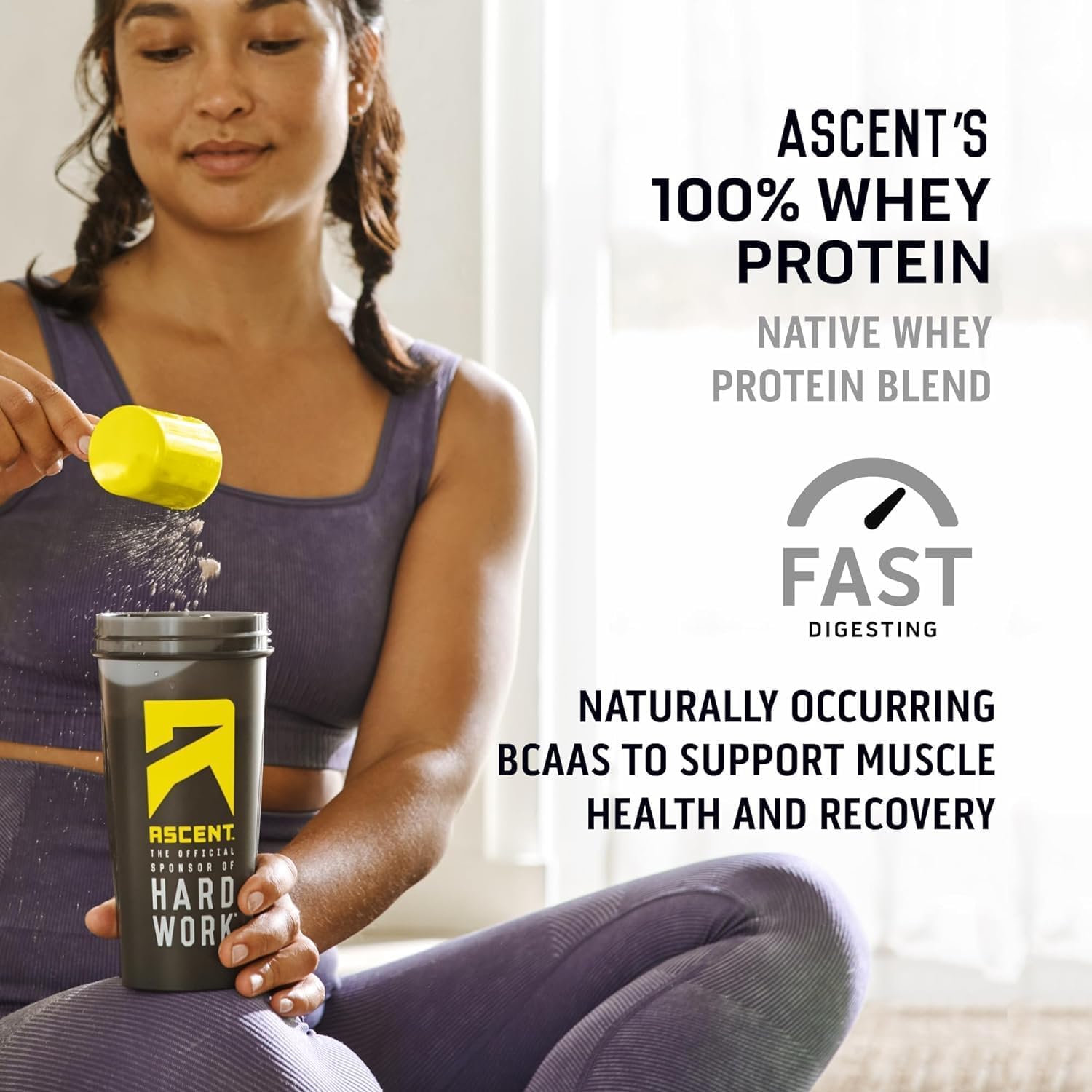 Ascent 100% Whey Protein Powder - Post Workout Whey Protein Isolate, Zero Artificial Flavors & Sweeteners, Gluten Free, 5.5G Bcaa, 2.6G Leucine, Essential Amino Acids, Mint Chocolate Chip, 1 Lb : Health & Household