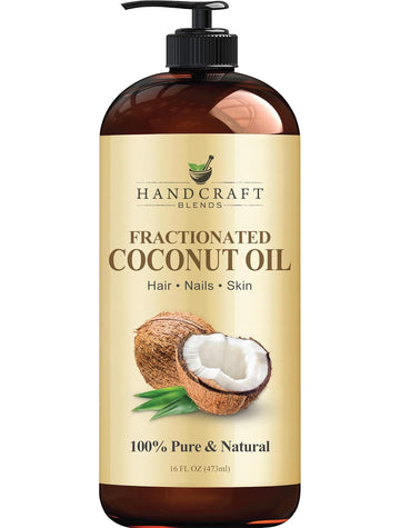Handcraft Blends Fractionated Coconut Oil - 16 Fl Oz - 100% Pure And Natural - Premium Grade Oil For Skin And Hair - Carrier Oil - Hair And Body Oil - Massage Oil - Hair Tonic