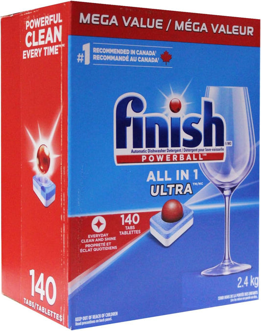 Finish Powerball Automatic Dishwasher Detergent, All In 1 Ultra Powerful Clean, 2.4 Kg - 140 Tabs