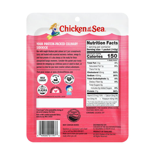 Chicken Of The Sea Pink Salmon, Wild-Caught, Skinless & Boneless, 5-Ounce Packet (Pack Of 1)