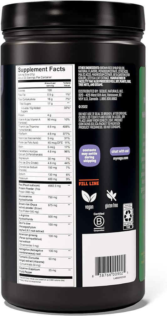 Vega Sport Recovery, Tropical - Post Workout Recovery Drink For Women & Men, Electrolytes, Carbohydrates, B-Vitamins, Vitamin C And Protein, Vegan, Gluten Free, Dairy Free, 1.2 Lbs