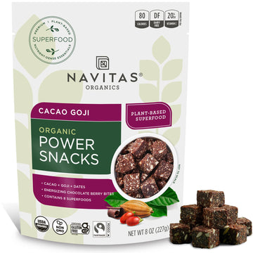 Navitas Organics Superfood Power Snacks, Cacao Goji, 8 Oz. Bag, 11 Servings β Organic, Non-Gmo, Gluten-Free