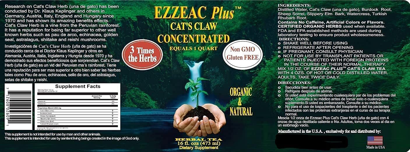 Ezzeac Plus Cat'S Claw - Nature'S Unique 16 Oz. Concentrate- All Natural, Advanced Formula, Premium Herbal Tea - Dr. Brusch & R.Caisse Rn : Health & Household