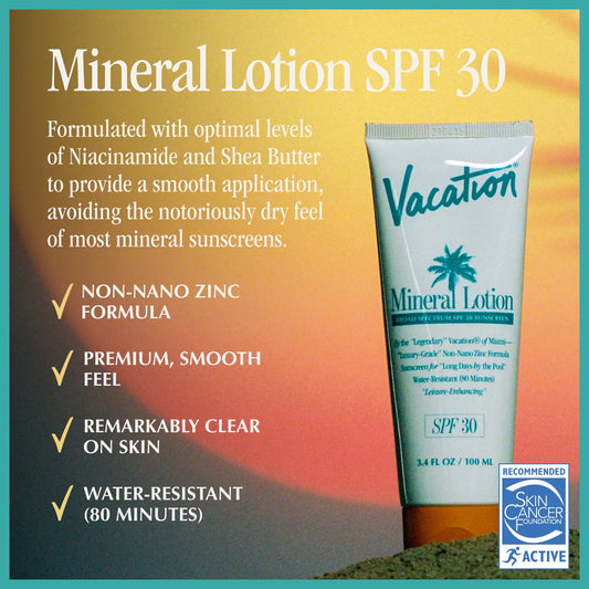 Vacation Mineral Lotion Sunscreen Spf 30 & Air Freshener Bundle, Non-Nano Zinc Oxide Formula, No White Cast, Water-Resistant, Dermatologist-Tested, Vegan, Travel Size, 3.4 Fl. Oz
