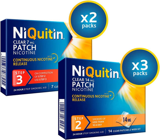 Niquitin Nicotine Patches Step 2 And Step 3 Bundle - 8 Week Quit Smoking Program – Smokers Of 10 Or Less Cigarettes A Day - Stop Smoking Aid