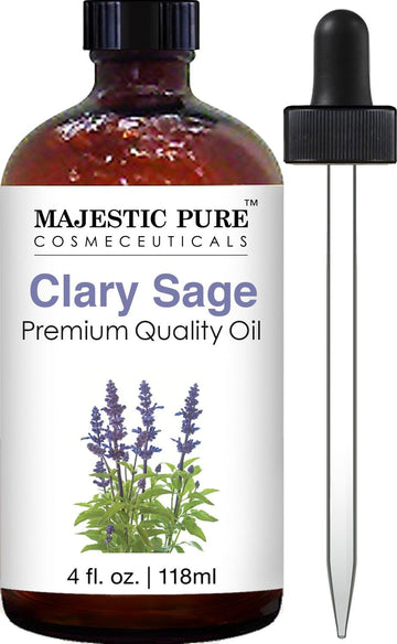 Majestic Pure Clary Sage Oil Premium Quality, 4 Fl Oz
