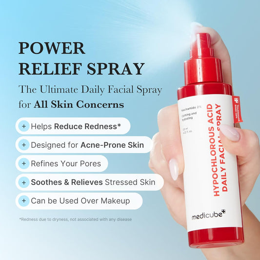 Medicube Power Soothing Spray | Hypochlorous Acid Daily Facial Mist For Calming & Soothing | Niacinamide For Uneven Skin Tone & Texture | Korean Skincare | 4.22 Fl.Oz