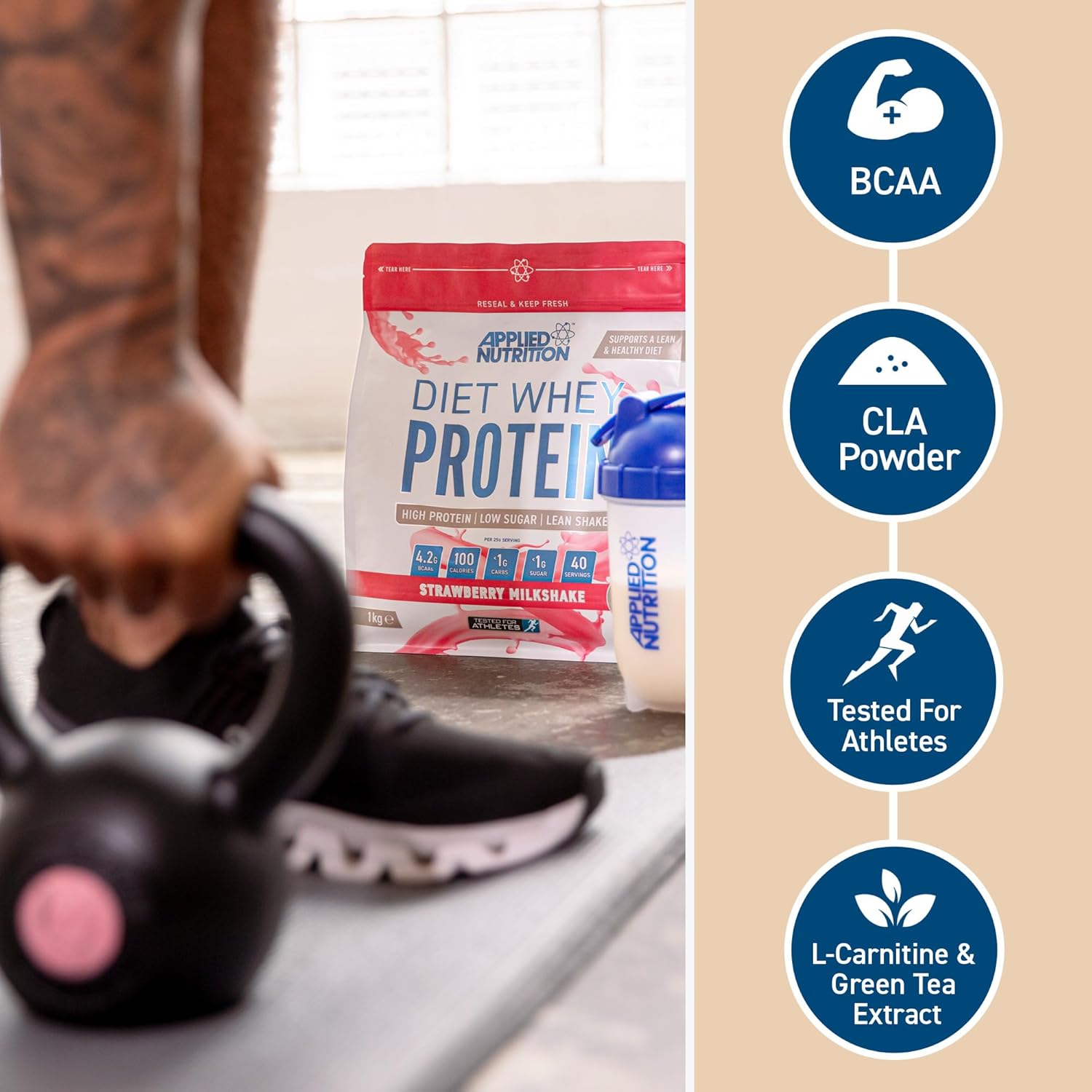 Applied Nutrition Diet Whey - High Protein Powder Supplement, Low Carb & Sugar, for Weight Management with CLA, L Carnitine, Green Tea (450g - 18 Servings) (Strawberry Milkshake) : Amazon.co.uk: Health & Personal Care