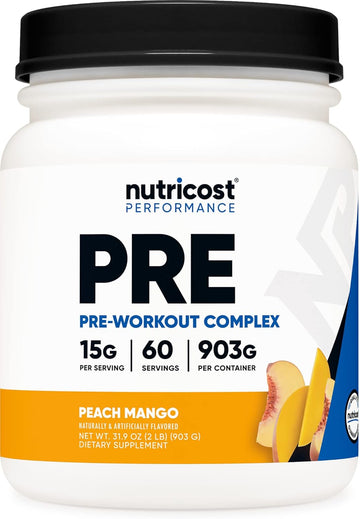 Nutricost Pre-Workout Powder Complex, Peach Mango, 60 Servings, Vegetarian, Non-Gmo And Gluten Free