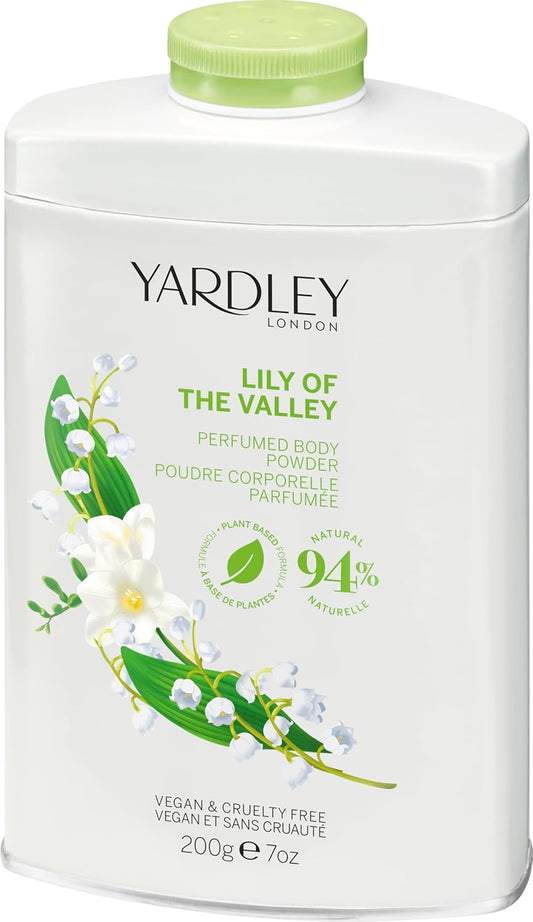 Yardley London Lily Of The Valley Perfumed Body Powder, Talcum Powder For Women To Help With Odor Control And Chafing, Lily Of The Valley Dusting Powder 200G