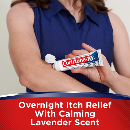 Cortizone 10 Maximum Strength Overnight Itch Relief 1 Oz., Lavender Scent, 1% Hydrocortisone Anti-Itch Creme