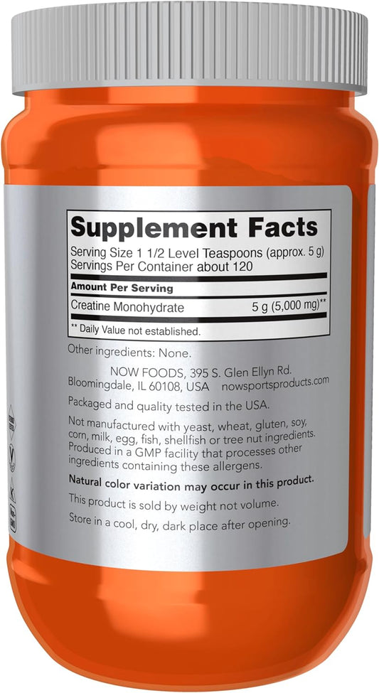 Now Sports Nutrition, Creatine Monohydrate Powder, Mass Building*/Energy Production*, 21.2-Ounce