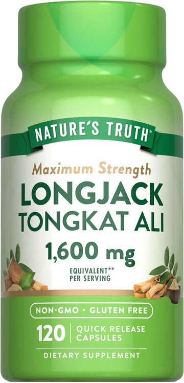 Nature'S Truth Longjack Tongkat Ali | 1600Mg | 120 Capsules | Max Strength Formula For Men | Non-Gmo & Gluten Free Supplement