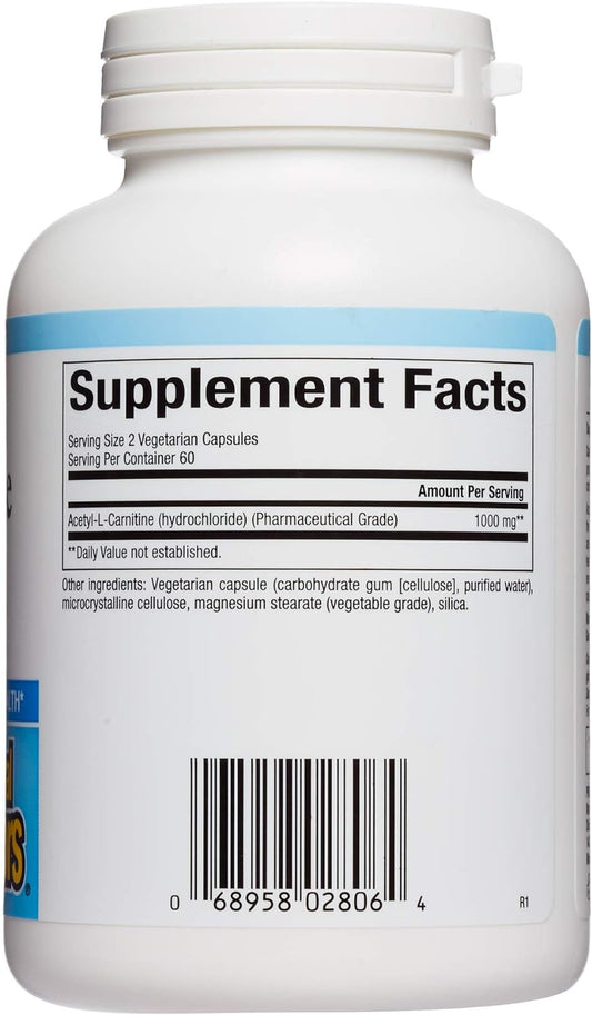 Natural Factors, Acetyl L-Carnitine 500 Mg, Promotes A Healthy Memory, Concentration And Brain Function, 120 Capsules (60 Servings)