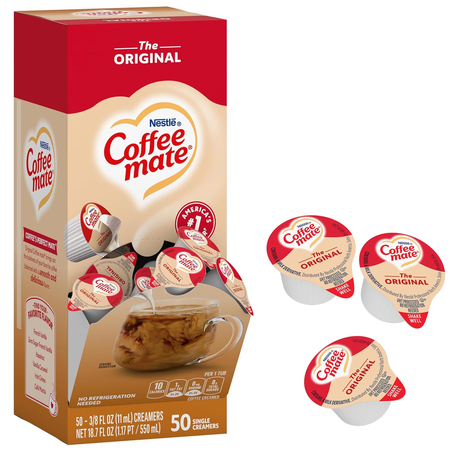 Original Liquid Coffee Creamer Singles, 50 Creamers Singles Serve Box (18.7 Fl Oz.) : Grocery & Gourmet Food