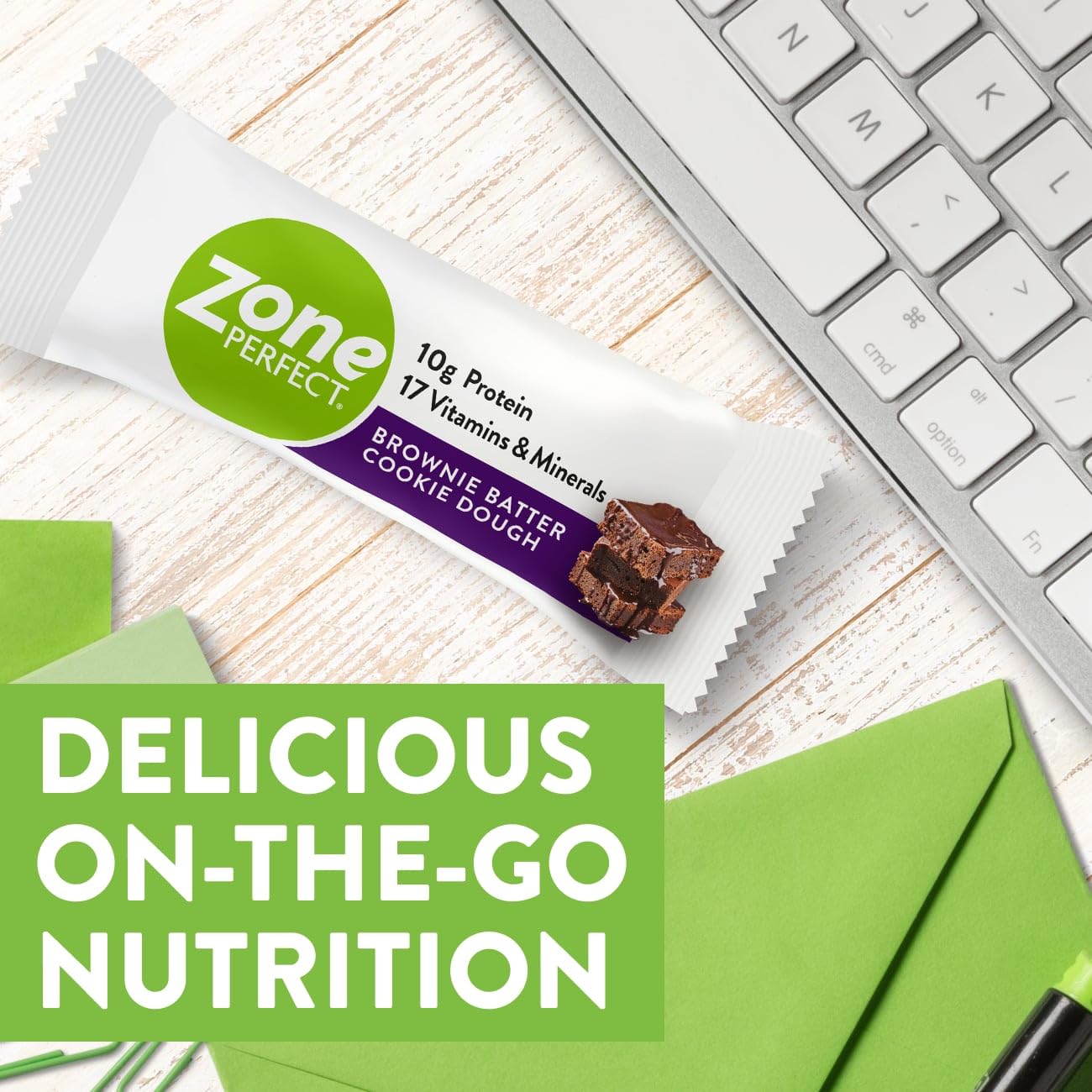 ZonePerfect Protein Bars, 17 vitamins & minerals, 10g protein, Nutritious Snack Bar, Brownie Batter Cookie Dough, 20 Bars