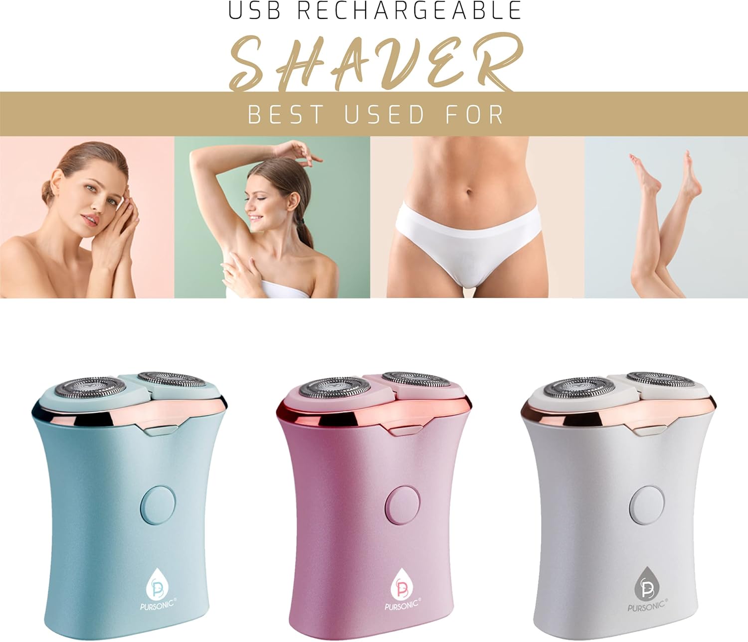 Pursonic Usb Rechargeable Ladies Shaver, Removes Hair Instantly & Pain Free, Perfect Design Is Great For Legs, Bikini, Arms And Ankles! (Aqua) : Beauty & Personal Care
