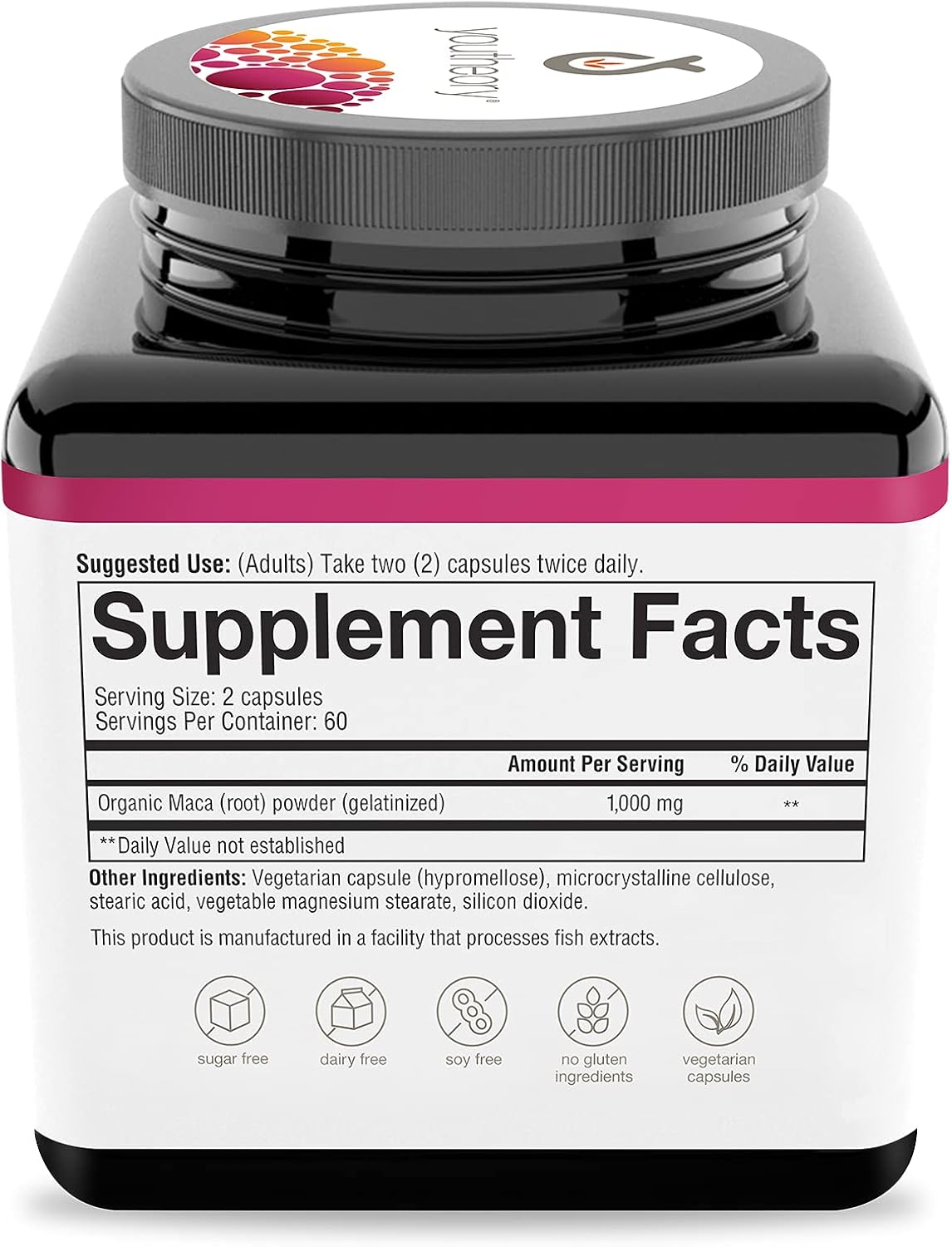 Youtheory Women's Maca Root, natural energy boost, Vegetarian Capsules,120 Count : Health & Household