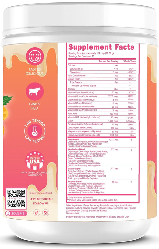 Lean Beauty Collagen Protein Shake – Vanilla | Meal Replacement Powder With Grass-Fed Whey, Hydrolyzed Collagen, Vitamins, Fiber & Beauty Nutrients | Supports Hair, Skin & Nails | Sugar-Free, All-Natural, 20 Servings