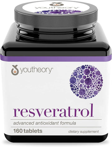 Youtheory Resveratrol Advanced With Resvida, 160 Count (1 Bottle)