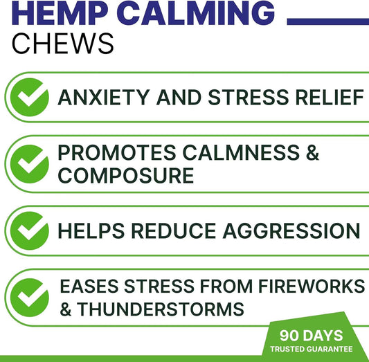Advanced Hemp Calming Chews - Anxiety Relief Treats W/Melatonin + Valerian Root - Calm & Sleep Aid Bites - Stress Relief During Fireworks Storms Separation - Anti Anxiety - Liver Flavor