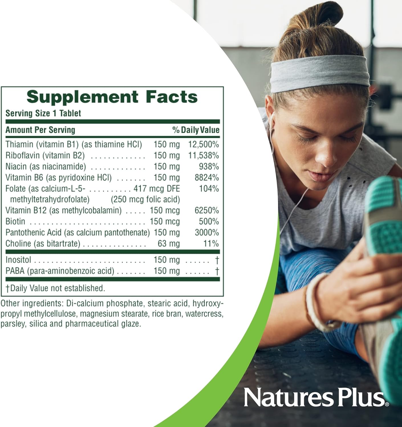 NaturesPlus Mega B150 Complex, Sustained Release - 60 Vegetarian Tablets - Maximum Potency B Complex Vitamin Supplement - Gluten-Free - 60 Servings : Health & Household