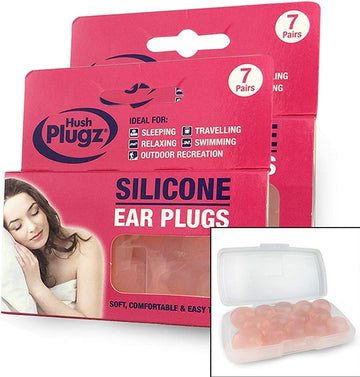 Hush 7 Pairs Plugz Silicone Earplugs - Pack Of 7 (2 Packs (14 Pairs))