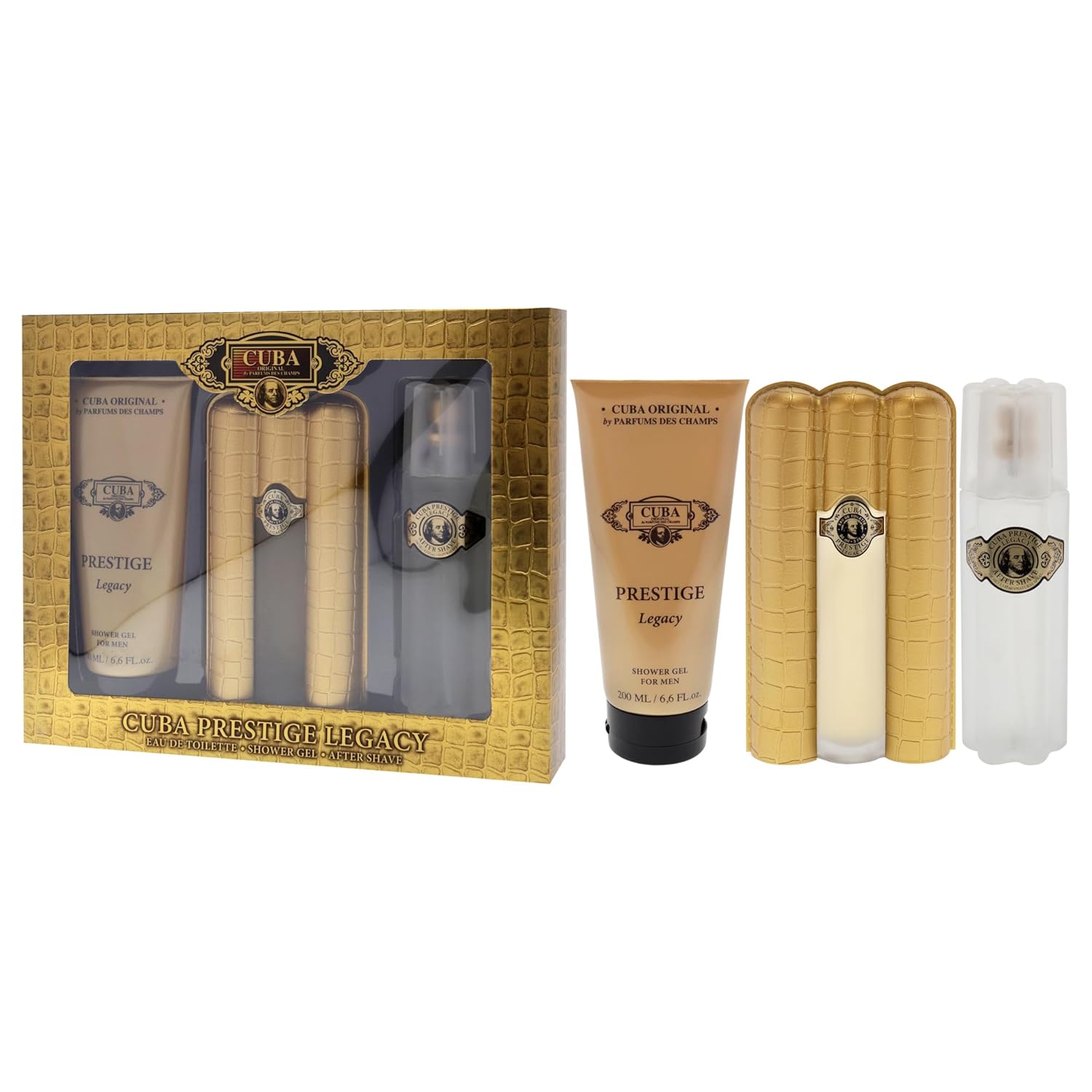 Cuba Prestige Legacy For Men - 3 Pc Gift Set 3Oz Edt Spray, 6.6Oz Shower Gel, 3.3Oz After Shave : Beauty & Personal Care