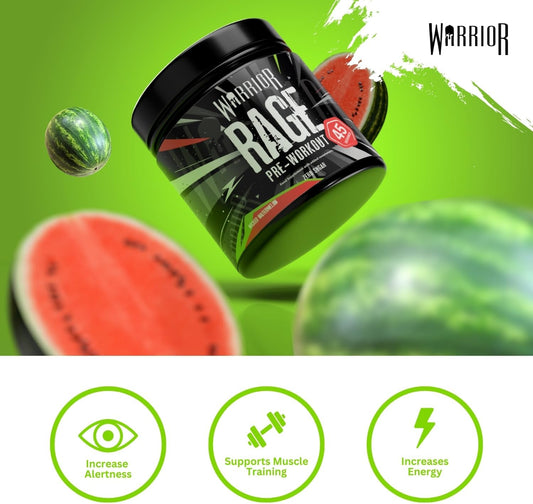 Warrior Rage - Pre-Workout Powder - 392G - Energy Drink Supplement With Vitamin C, Beta Alanine And Creatine Gluconate - 45 Servings (Wicked Watermelon)