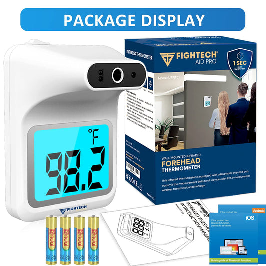 2024 Wall Thermometer with Stand | Infrared Forehead Wall Mounted Thermometer with Tripod |Bluetooth Non-Contact Instant Reading Digital Temperature Detector | Batteries Included (Matte White)