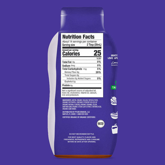 Pyure Organic Maple Flavored Syrup, Zero Sugar, 2 Net Carb, Gluten-Free, Plant-Based Maple Syrup For Vegan Keto Friendly Food, 14 Oz