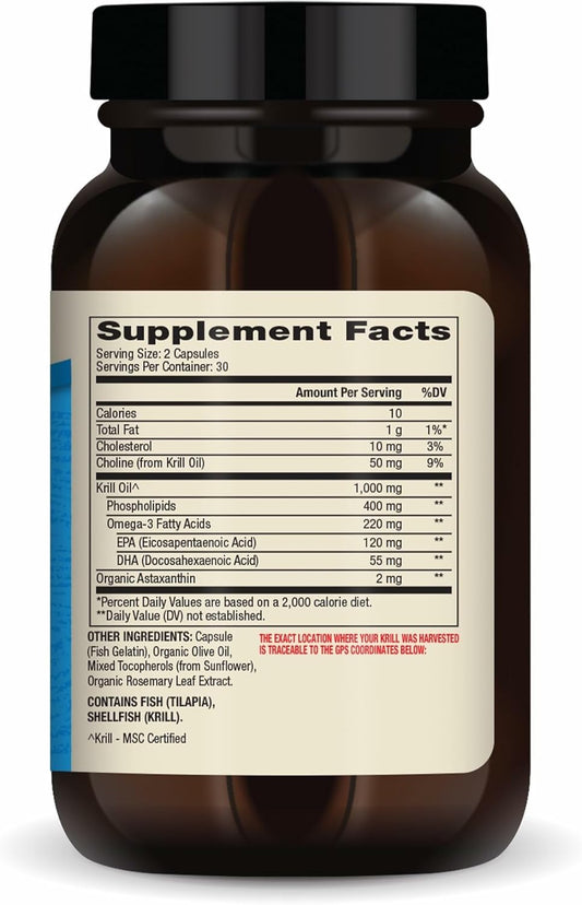 Dr. Mercola Antarctic Krill Oil - 1,000 Mg - Omega-3 Supplement With Epa & Dha - Supports Brain, Heart, Joint & Immune Health - Gmo-Free, Gluten-Free & Soy-Free - 60 Capsules (30 Servings)