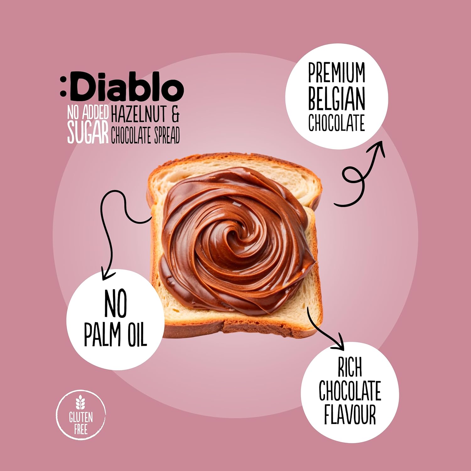 Diablo No Added Sugar Hazelnut Chocolate Spread 350G