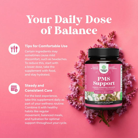 Advanced Pms Support Supplement For Women - Multibenefit Pms Relief Complex For Low Energy Mood Support Period Cramps And Bloating Relief For Women - Menstrual Hormonal Balance For Women 120 Capsules