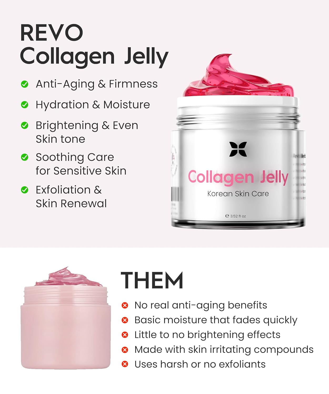 Revo Collagen Jelly – Korean Anti-Aging Plumping Formula With Hydrolyzed Collagen, Niacinamide, Hyaluronic Acid & Vitamin C – Skincare For Glass Glow Skin, Wrinkle Repair & Even Tone : Beauty & Personal Care