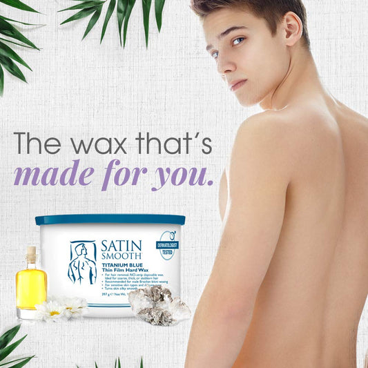 Satin Smooth Titanium Blue Thin Film Hard Wax - Hair Removal Wax, No Strip Waxing For Sensitive Skin, Ideal For Coarse, Thick, Stubborn Hair, 14Oz