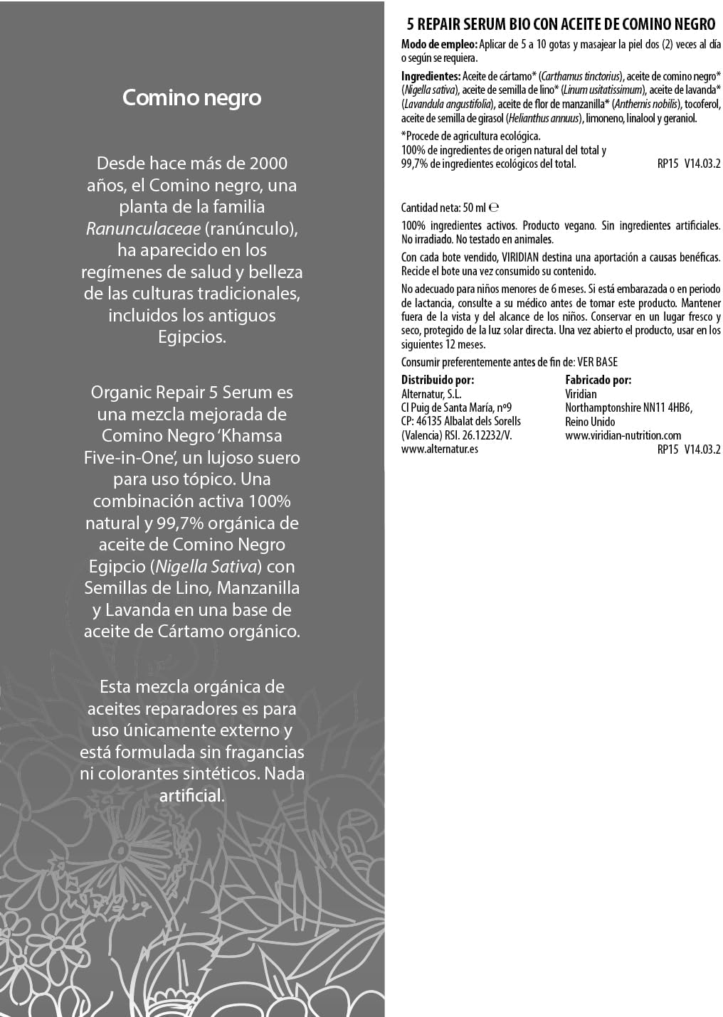 Viridian Organic Repair 5 Serum 50Ml