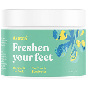 ASUTRA Therapeutic Foot Soak + Pedicure Pumice Stone (Dead Sea Salt w/Tea Tree & Eucalyptus Oils), 16 oz